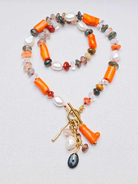 korale Naszyjnik z Koralem Pomarańczowym