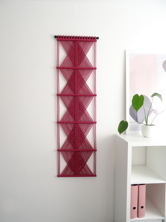 Ozdoby na ścianę Dekoracja ścienna nowoczesna makrama na ścianę fuksja