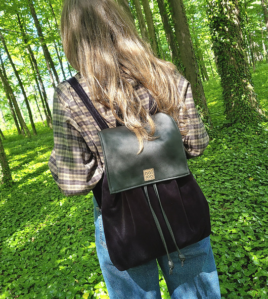 plecaki "Nakama" Plecak czarny / aksamit z ekoskórą