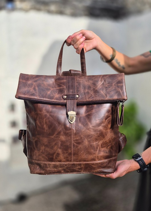 plecaki Plecak skórzany brązowy Tanvi vintage ciekawy kształt