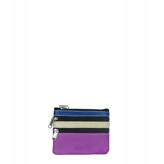 portfele damskie Saszetka skórzana na klucze z kółkiem monety bilonówka skórzana OLIVKA