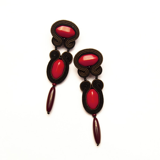 kolczyki soutache Retro kolczyki długie - sutasz