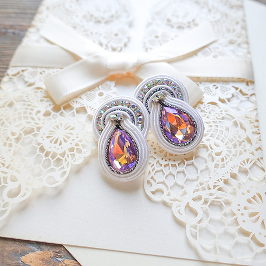 Blink Blink- ślubne kolczyki soutache Mró Soutache