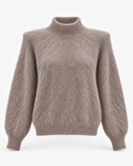 swetry damskie  Półgolf Super Kid Mohair Taupe Grey z odpinanymi poduchami
