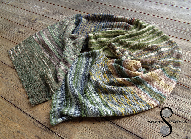 szale damskie UNIKAT - duży szal dziergany "Earthy" - 75% wełna