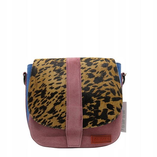 torby na ramię Torebka damska zamszowa na ramię regulowany pasek klapka wzór OLIVKA