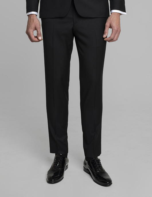 spodnie męskie Wełniane spodnie do zestawu martello czarny slim fit 100% wełny