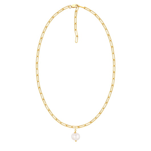 złote naszyjniki Złoty naszyjnik choker - łańcuch z perłą