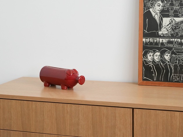 figurki i rzeźby Porcelanowa świnka skarbonka, duński design, lata 60, produkcja: Dania