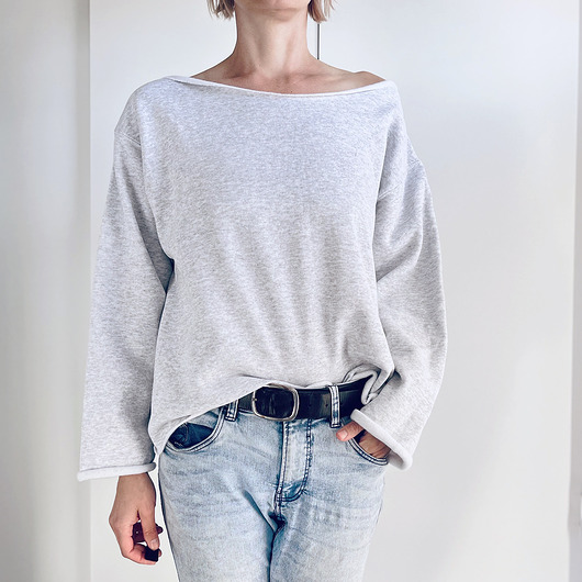 bluza bez kaptura damska Szara bluza cięta Bez ściągaczy