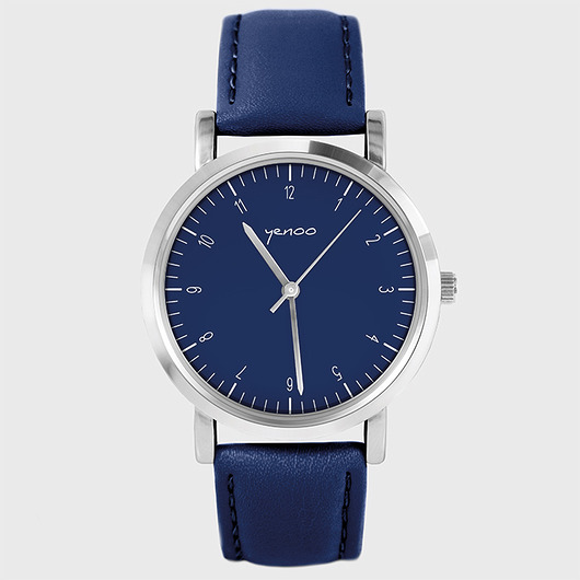 Zegarek - Simple Elegance - granatowy, skórzany yenoo