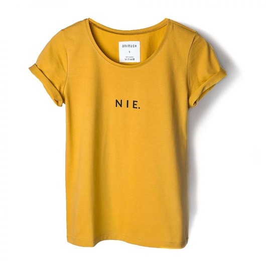 T-shirt musztardowy NIE. ANIMUSH