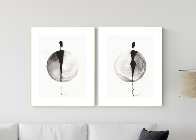 Zestaw 2 obrazów ręcznie malowanych 30x40 cm MiniMalArt