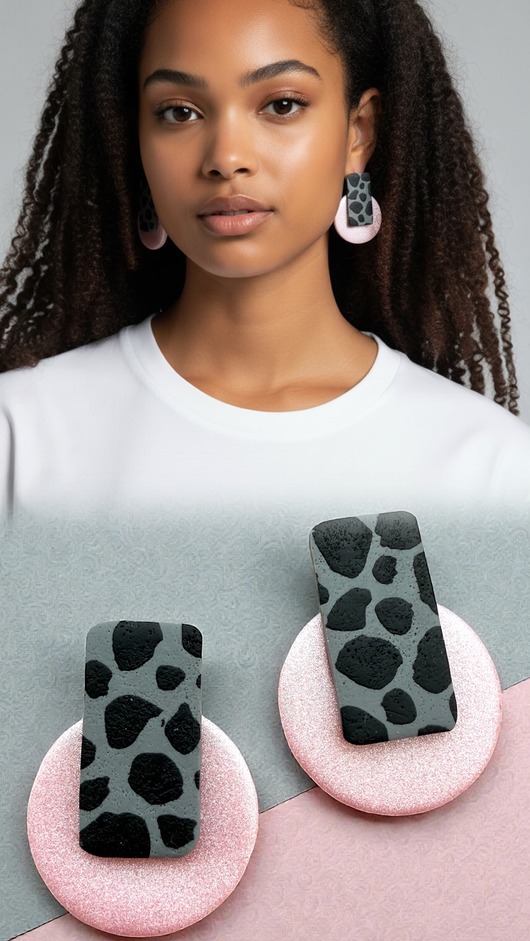 kolczyki z masy plastycznej Kolczyki Grey