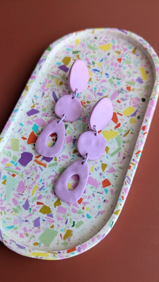 kolczyki z masy plastycznej Kolczyki wiszące lila