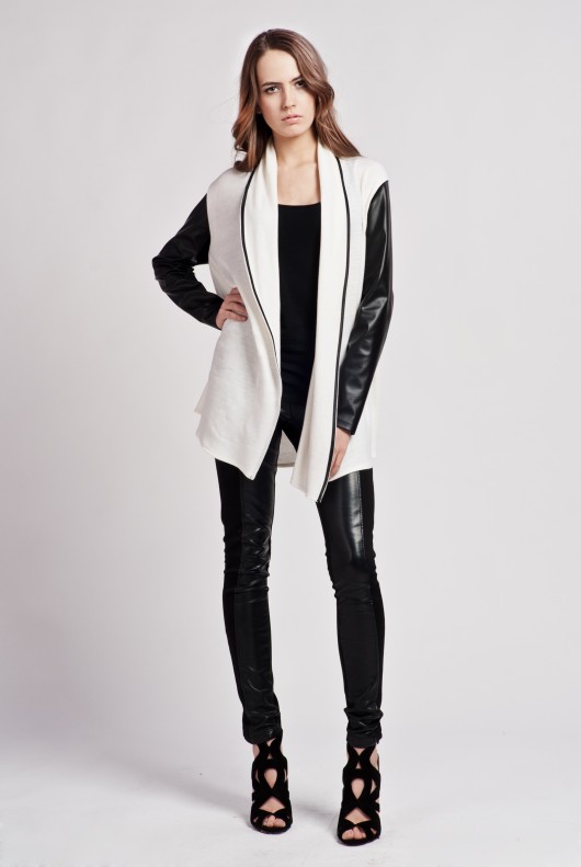 Leather sleeves sweater, Swe101 Lanti