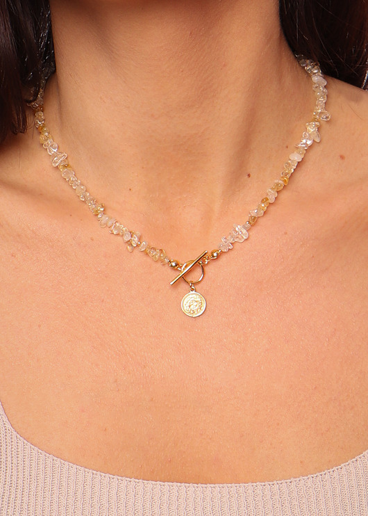 naszyjniki - inne Naszyjnik cytryn toggle z zawieszką