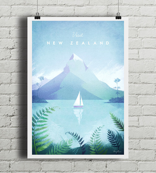 Nowa Zelandia - vintage plakat  minimalmill