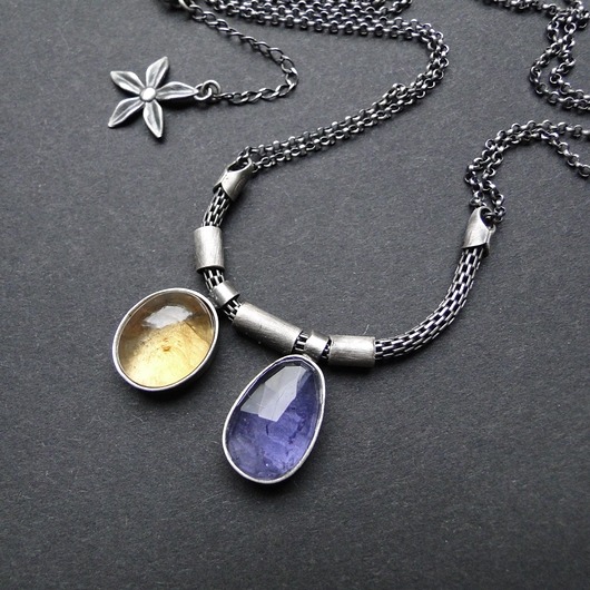 srebrne naszyjniki Rezerwacja- naszyjnik Iolit/cytryn