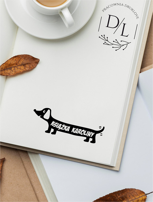stemple Stempel Ex Libris Exlibris personalizowany Jamnik Pies