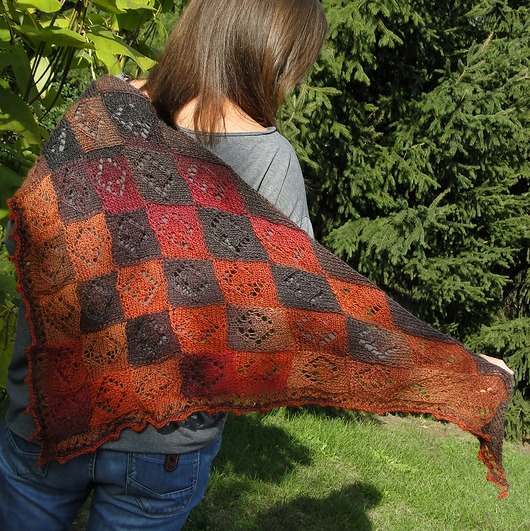 czerwienie i pomarańcze / delikatna chusta agat handmade