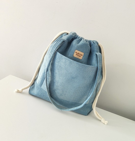 torby na ramię Torba SummerBag SKY-duża błękitna torba sztruksowa