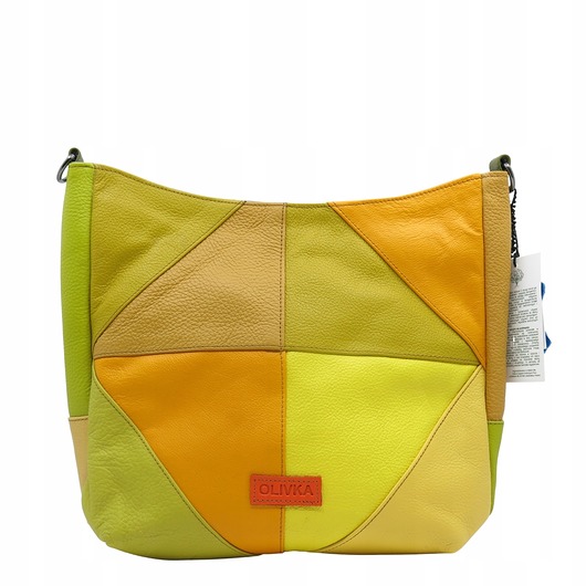 torby na ramię Torebka damska klasyczna skórzana na ramię oryginalna szeroki pasek OLIVKA