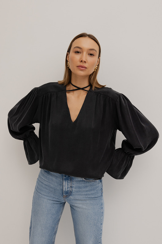 bluzki z długim rękawem damskie Bluzka Beauty Black