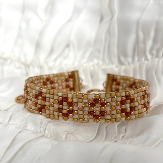 bransoletki ze szkła Bransoletka szklane koraliki Toho stal chirurgiczna - Sahara