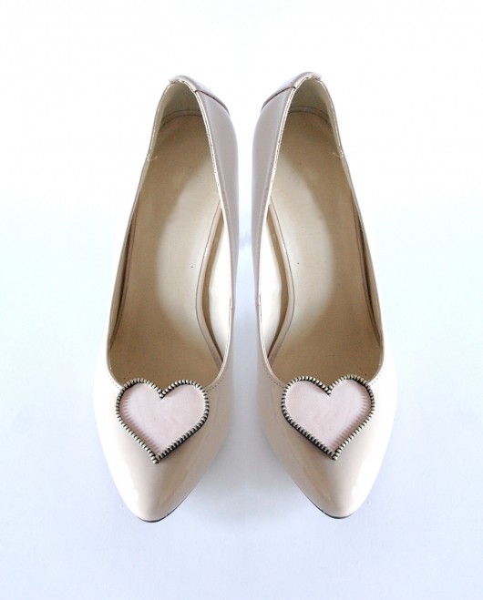I Love U Powder Pink Leather - klipsy do butów Coquet