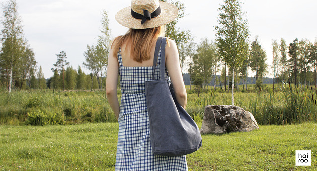 Shopper bag XL granatowa torba z grubej bawełny hairoo