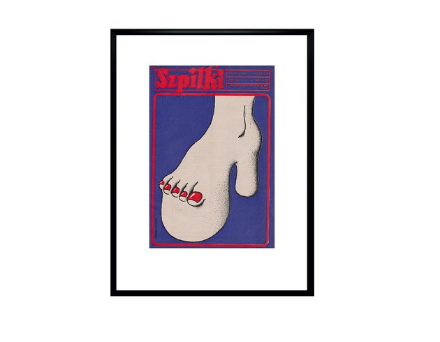 grafiki i ilustracje Oprawiona okładka czasopisma SZPILKI z 1975 r, aut. Edward Lutczyn