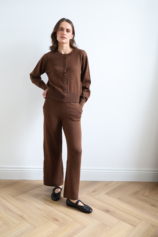 kardigany damskie Kardigan Ines merino czekoladowy