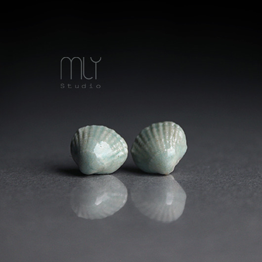 kolczyki ceramiczne Shell/stal chirurgiczna/