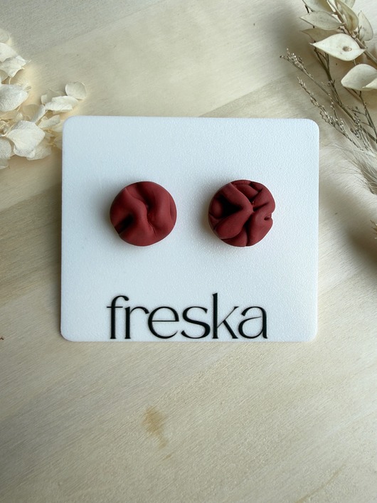 kolczyki z masy plastycznej Kolczyki Fabric - czerwone