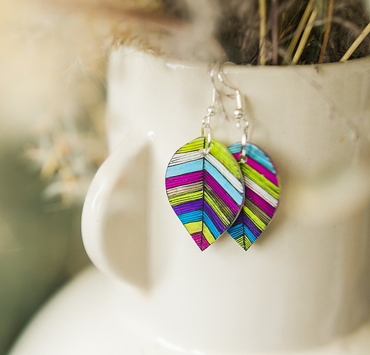 kolczyki srebrne Kolczyki srebrne małe listki Orinoko