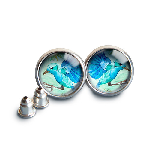 kolczyki szklane Jungle bird kolczyki wkrętki dla niej