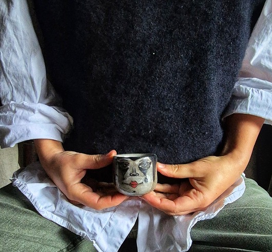 kubki Czarka Pierot de Lune, francuski, 70ml, espresso, ilustracja, mała kawka