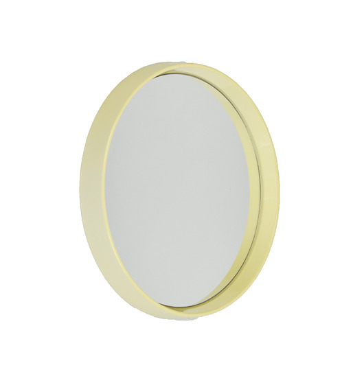 lustra stojące i wiszące Okrągłe lustro w głębokiej ramie, lata 70