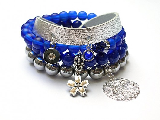 Dark blue and white set - bransoletki KiKa pracownia