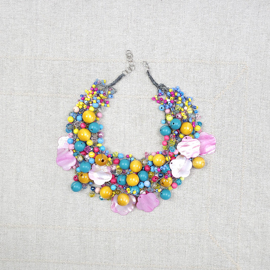 kolie 7009 Kolorowy Naszyjnik Boho z Masą Perłową