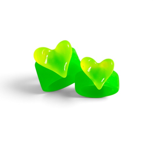 pierścionek z żywicy Pierścionek x2 : RAZEM TANIEJ! pierścionki z żywicy : HEART : fluo
