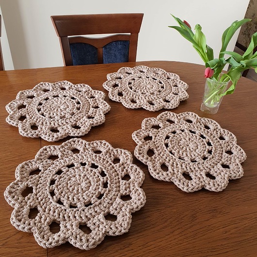 podkładki do kuchni Komplet podkładek ze sznurka bawełnianego 4szt 35cm