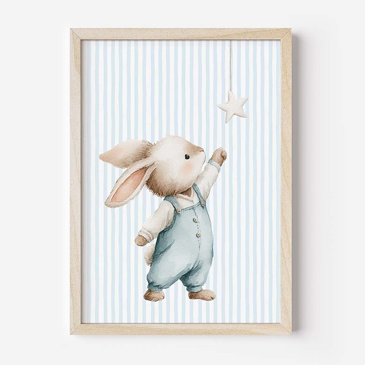 obrazy i plakaty do pokoju dziecięcego Plakat Na Ścianę Dla Chłopca Niebieskie króliczki nr. 9