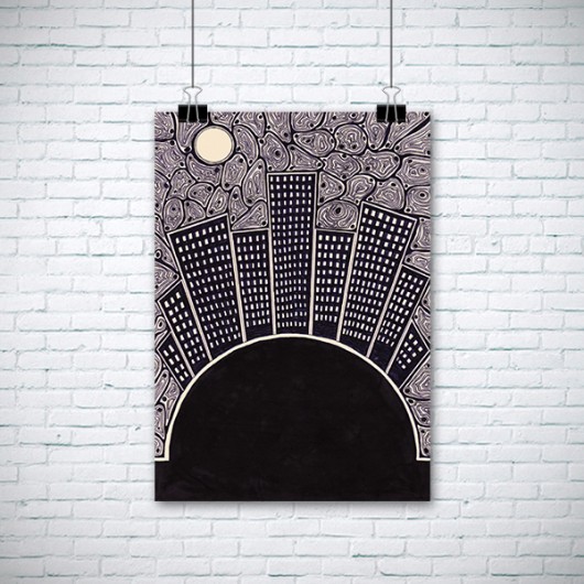 grafiki i ilustracje Miasto nocą A3