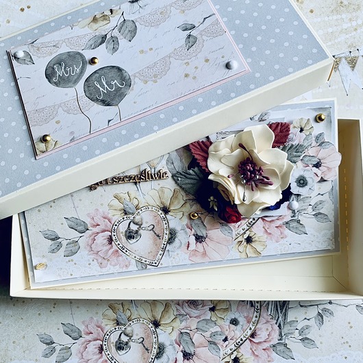 kartki scrapbooking Kartka Ślubna - rękodzieło w PUDELKU