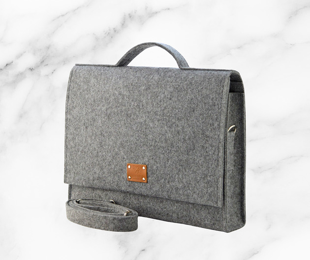 torby na ramię Duża Torba Na Laptopa 15'6" - teczka szara