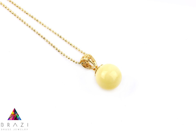 Colare Bursztyn Królewski złoto Brazi Druse Jewelry