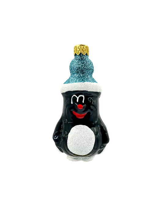 ozdoby choinkowe Bombka choinkowa: Krecik w brokatowej czapie: niebieski