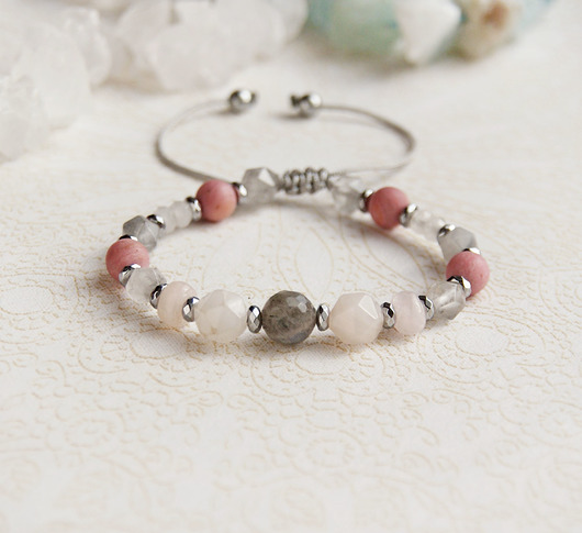 bransoletki z kamieni naturalnych Amulet - MIŁOŚĆ vol.2 - kwarc, rodonit